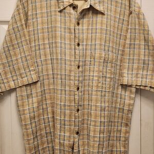 FryDay Club Vintage Men's Beige And Yellow Plaid Shirt